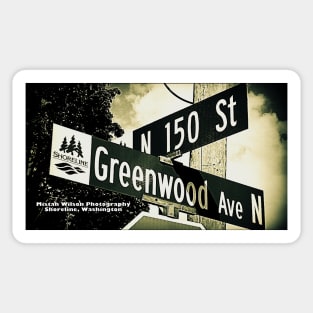 150th Street & Greenwood Avenue, Shoreline, Washington by Mistah Wilson Sticker